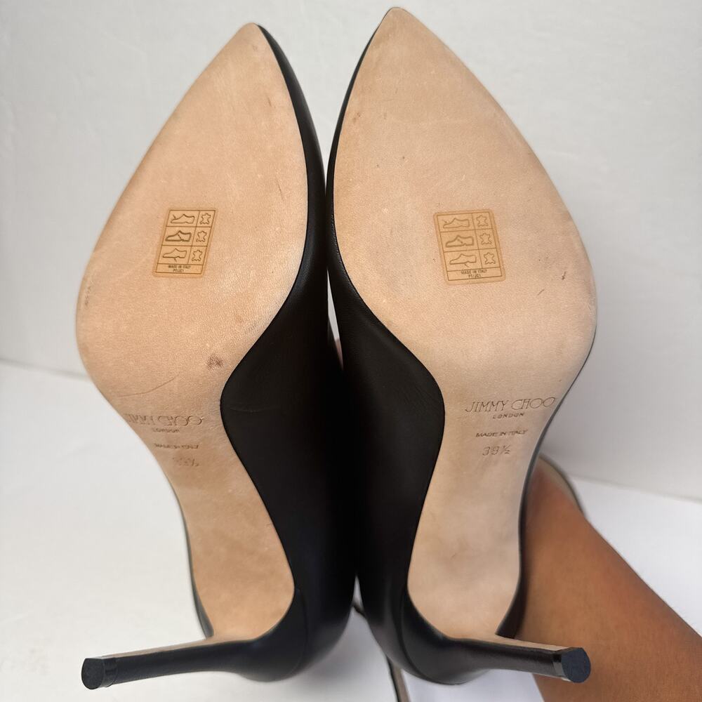 Jimmy Choo Lark 100 Studded Black Bootie Leather Heels Size 39.5 - Picture 3 of 15